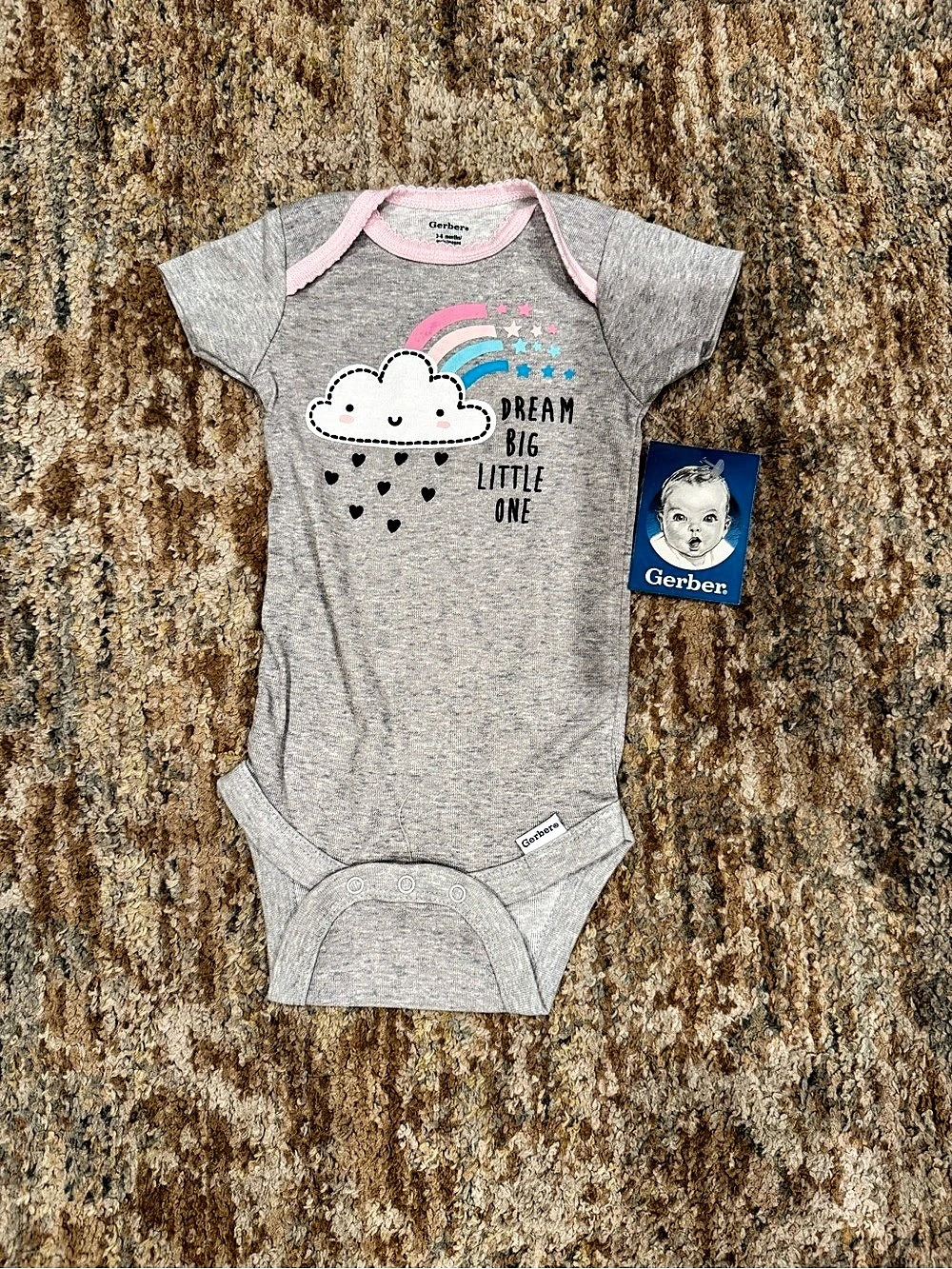 Gerber Baby Gray & Pink Cloud Bodysuit